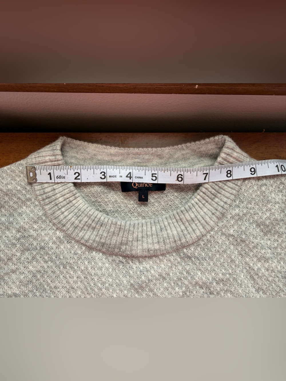 Quince Light Grey Crewneck Sweater Wool Nylon Baby Alpaca Blend Size L - Picture 6 of 9
